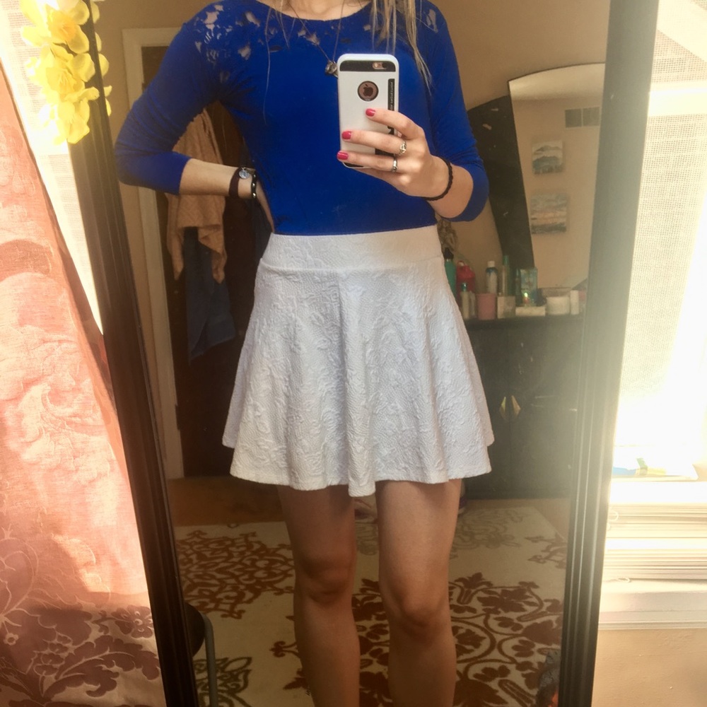 White skirt with rose pattern